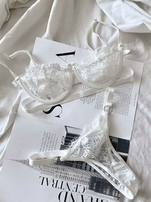 Pack sous vetement blanc en dentelle
