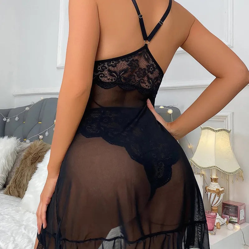 Femmes Couleur Unie Fente Lingerie Sexy Pyjamas